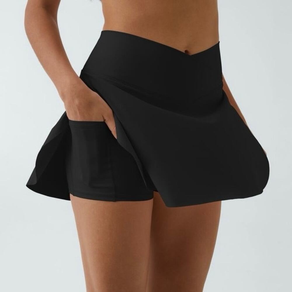 Halara Black‎ SoftlyZero Airy Crossover 2-in-1 Tennis Skirt Large PickleBall